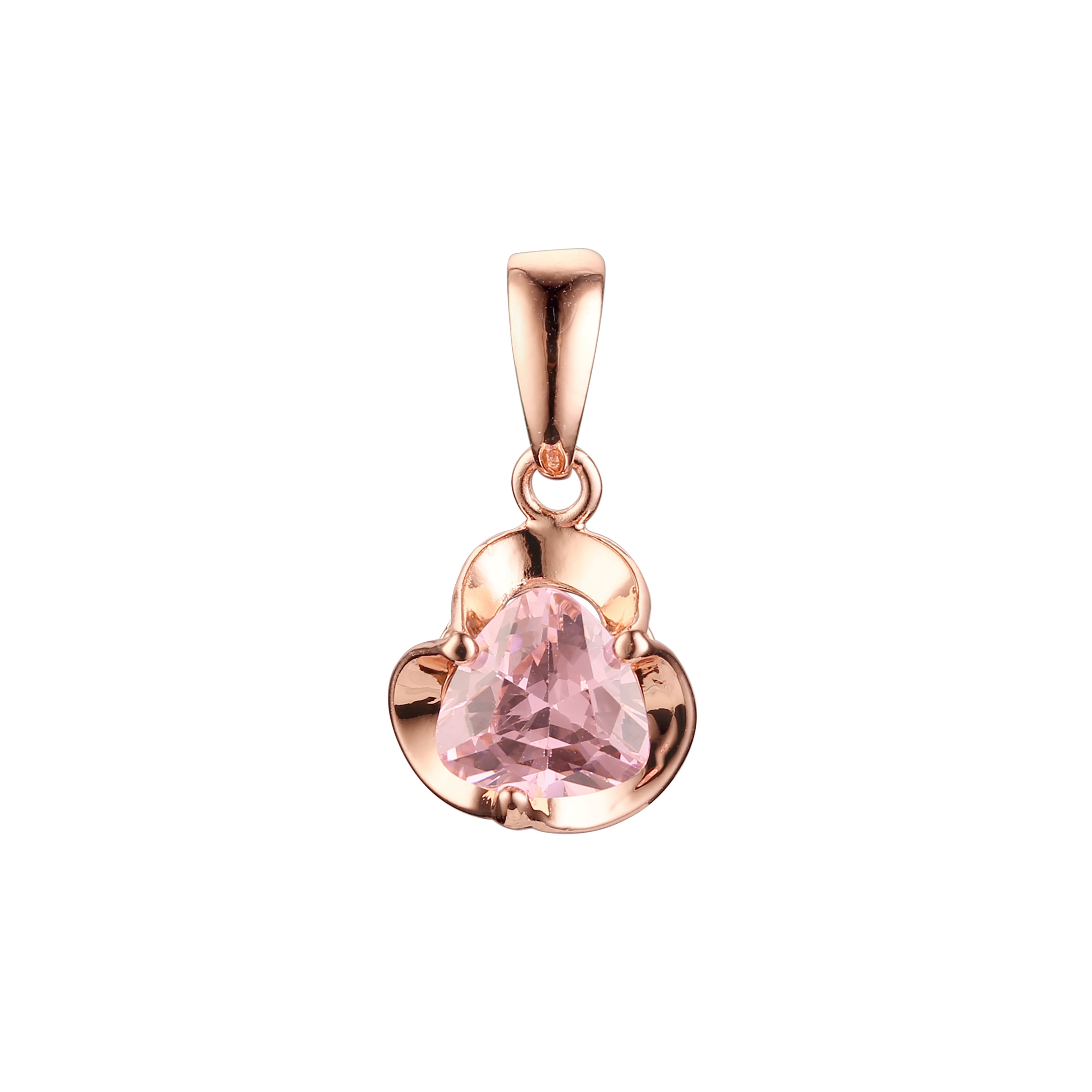 Colgante solitario con circonitas cúbicas de colores en oro de 14 quilates, oro rosa y oro blanco.