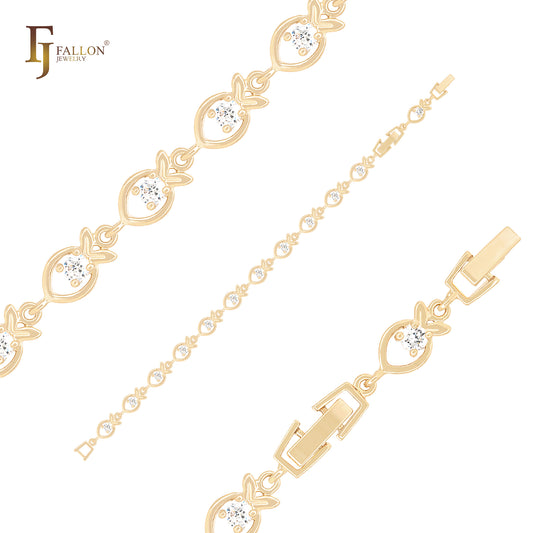 Ananas-weiße Zirkonia-Fancy-Link-Armbänder aus 14 Karat Gold