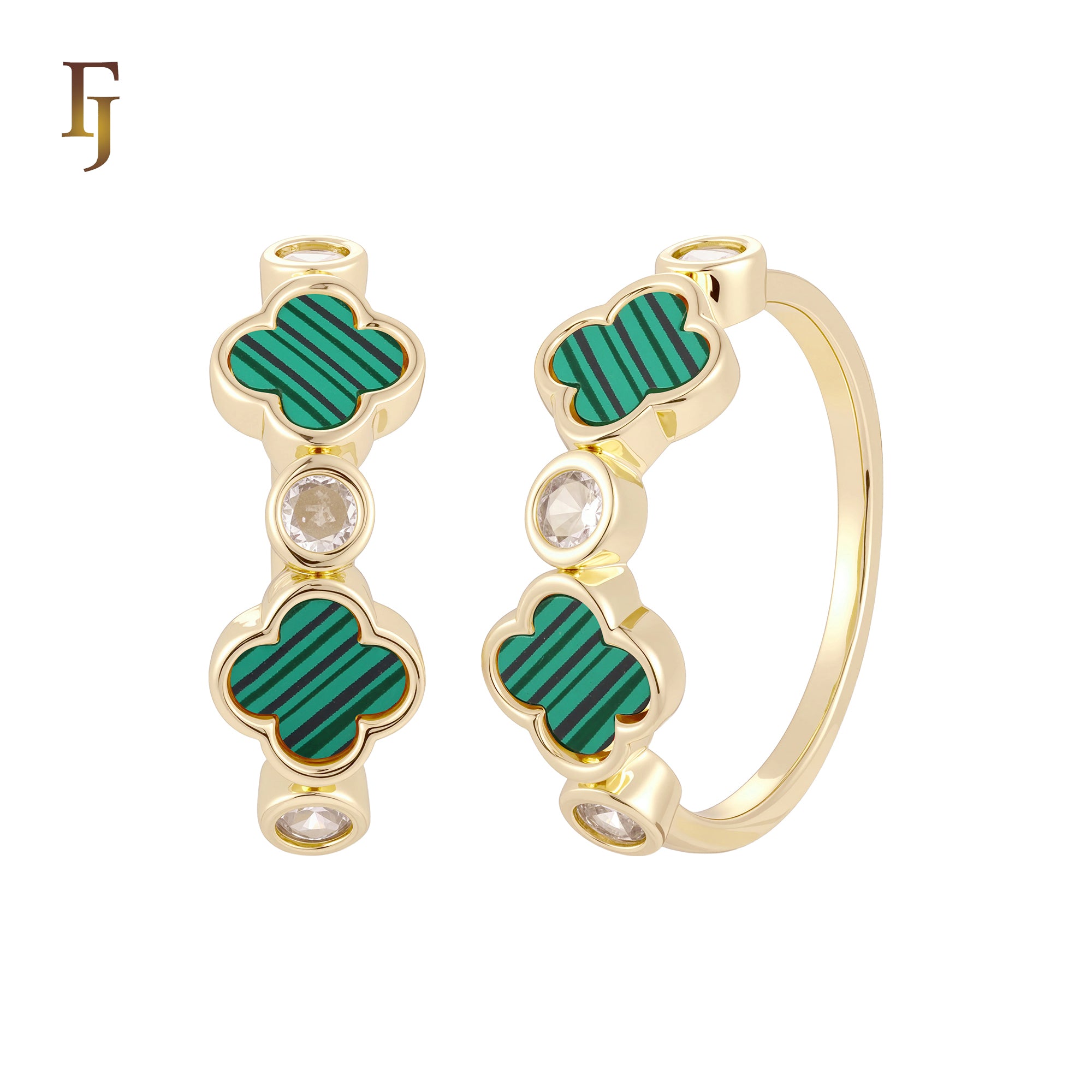 Double colorful lucky Clover 14K Gold, Rose Gold Rings