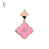 Colorful Onyx Clover Flower Princess Rose Gold, White Gold Pendant