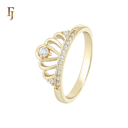 Cluster white CZs Crown 14K Gold Crown Rings