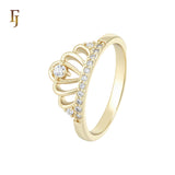 Cluster white CZs Crown 14K Gold Crown Rings