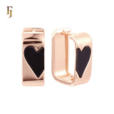 Half Heart Black U shape Rose Gold huggie earrings