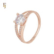 Solitaire Round CZ Colorful paved white CZ Rose Gold Engagement Rings