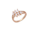 Cluster Six em forma de lágrima branco cz pavimentado ouro 14K, anéis da moda em ouro rosa