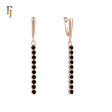 Gold Long Drop Earrings with CZ Tennis Chain – Elegant Sparkling Dangle Earrings for Women – FJ Jewelry