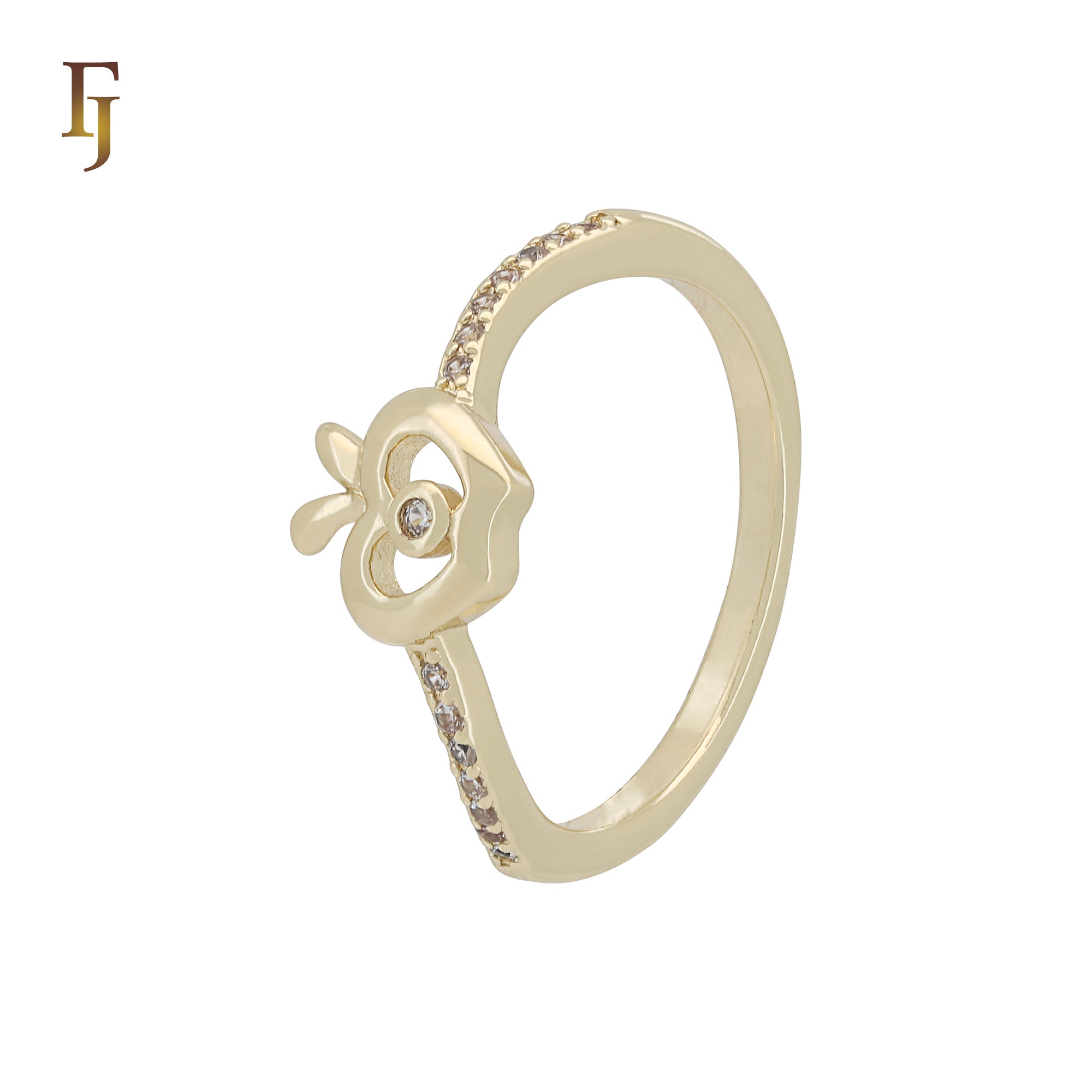 Gold Flower Ring for Women | CZ Accent Dainty Band | Delicate Floral Design Promise Ring | FJ Jewelry