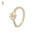 Gold Flower Ring for Women | CZ Accent Dainty Band | Delicate Floral Design Promise Ring | FJ Jewelry