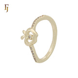 Gold Flower Ring for Women | CZ Accent Dainty Band | Delicate Floral Design Promise Ring | FJ Jewelry