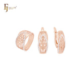 Conjunto de joyas de dos tonos en oro rosa con miles de cintas entrelazadas y anillos