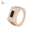 Greek Key Onyx painted Rose Gold Men's Rings