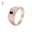 Onyx Black white CZs Rose Gold two tone Men's Rings