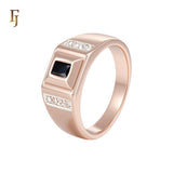 Onyx Black white CZs Rose Gold two tone Men's Rings