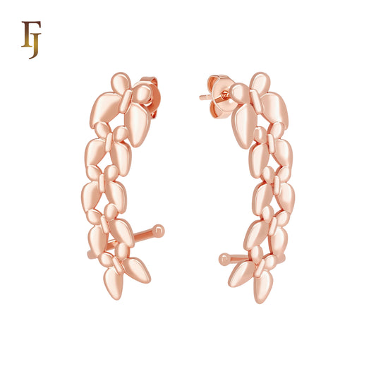 Butterfly strand cluster 14K Gold, Rose Gold Cuff Stud Earrings