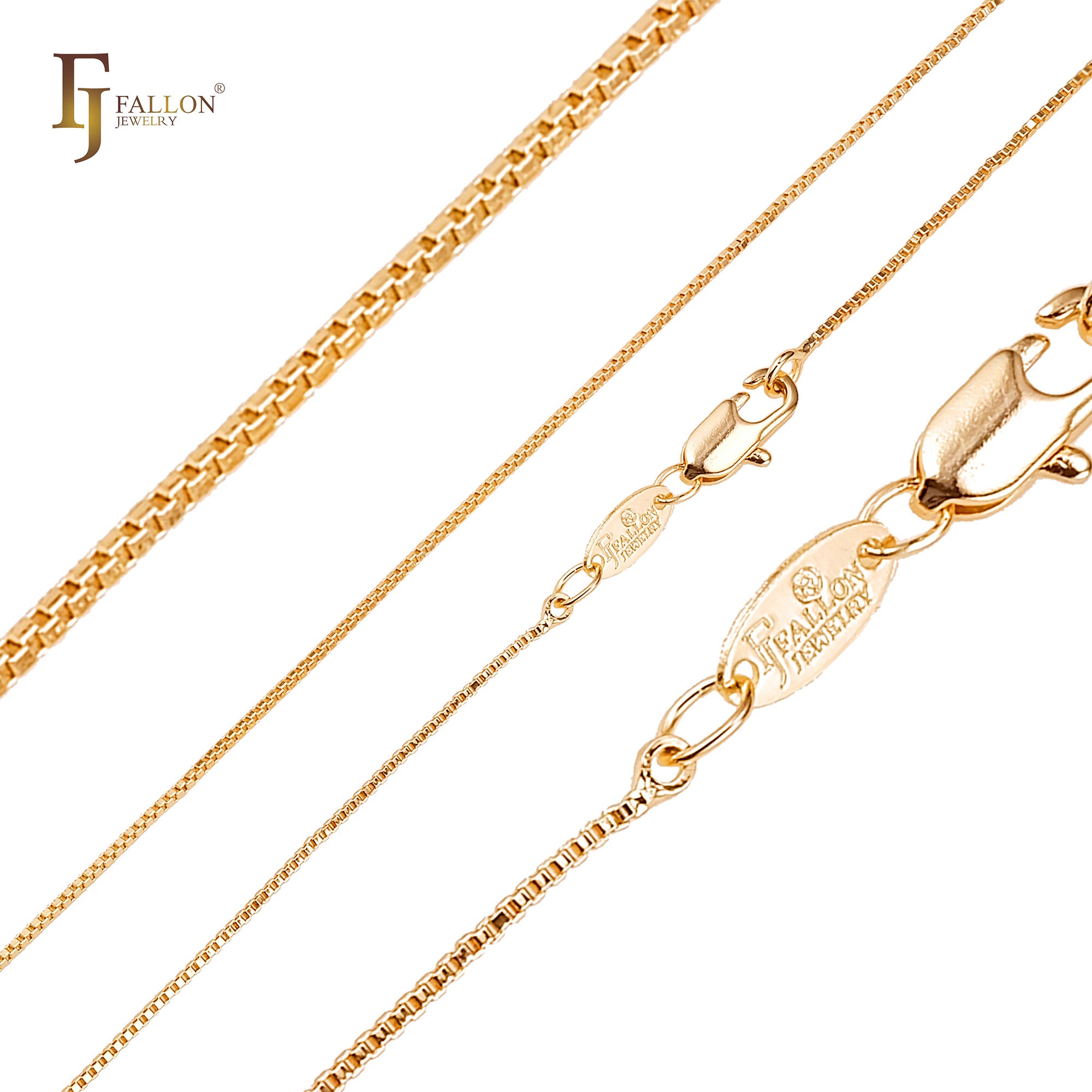 Цепочки Thin Box с покрытием из Жёлтое золото 585 пробы, Красное золото 585 пробы, белого золота