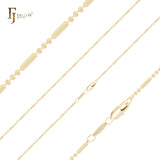 Pulseras de oro de 14 quilates con cuentas de fantasía y eslabones de barra estilo Fígaro