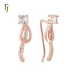 Solitaire white CZ Branch Rose Gold Crawler Ear Climber  Earrings