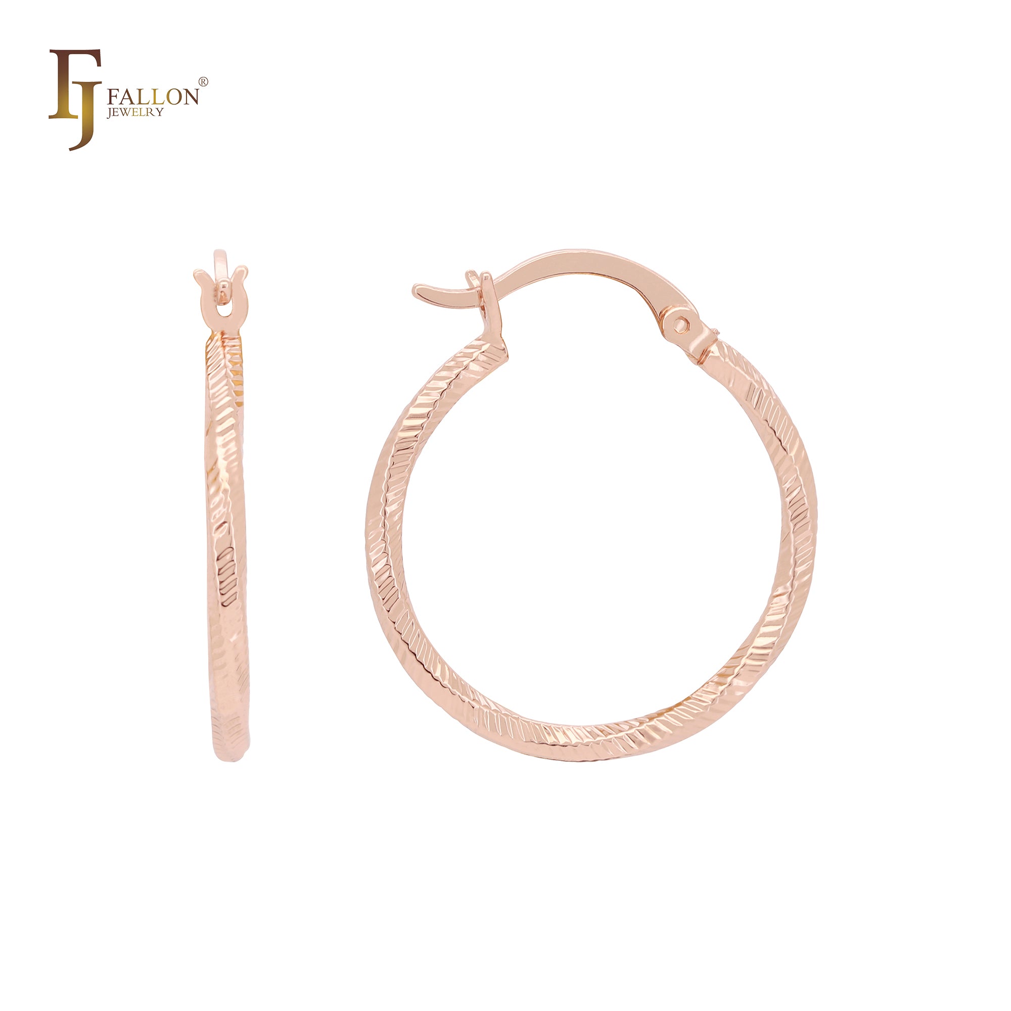 Aros de oro rosa de 14 quilates con textura de serpiente brillante