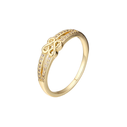 Anillos de banda doble infinito de Oro 14K adoquín