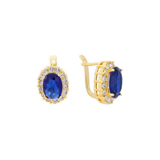 Pendientes Halo de lujo con circonitas cúbicas en oro de 14 quilates, oro de 18 quilates y oro rosa.