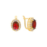 Pendientes Halo de lujo con circonitas cúbicas en oro de 14 quilates, oro de 18 quilates y oro rosa.