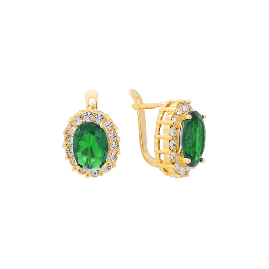 Pendientes Halo de lujo con circonitas cúbicas en oro de 14 quilates, oro de 18 quilates y oro rosa.