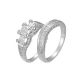 Anillos apilables de tres piedras en Oro 18K, Oro Blanco, Oro 14K, baño de colores