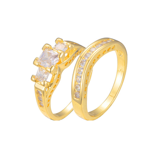 Três anéis empilháveis de pedra em ouro 18K, ouro branco, ouro 14K, cores de revestimento