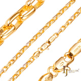 Oblong rounded box link chains plated in White Gold, 18K Gold, 14K Gold, Rose Gold, two tone