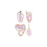 Conjunto de joyería Solitaire Marquise violeta claro bañado en Oro Rosa bicolor