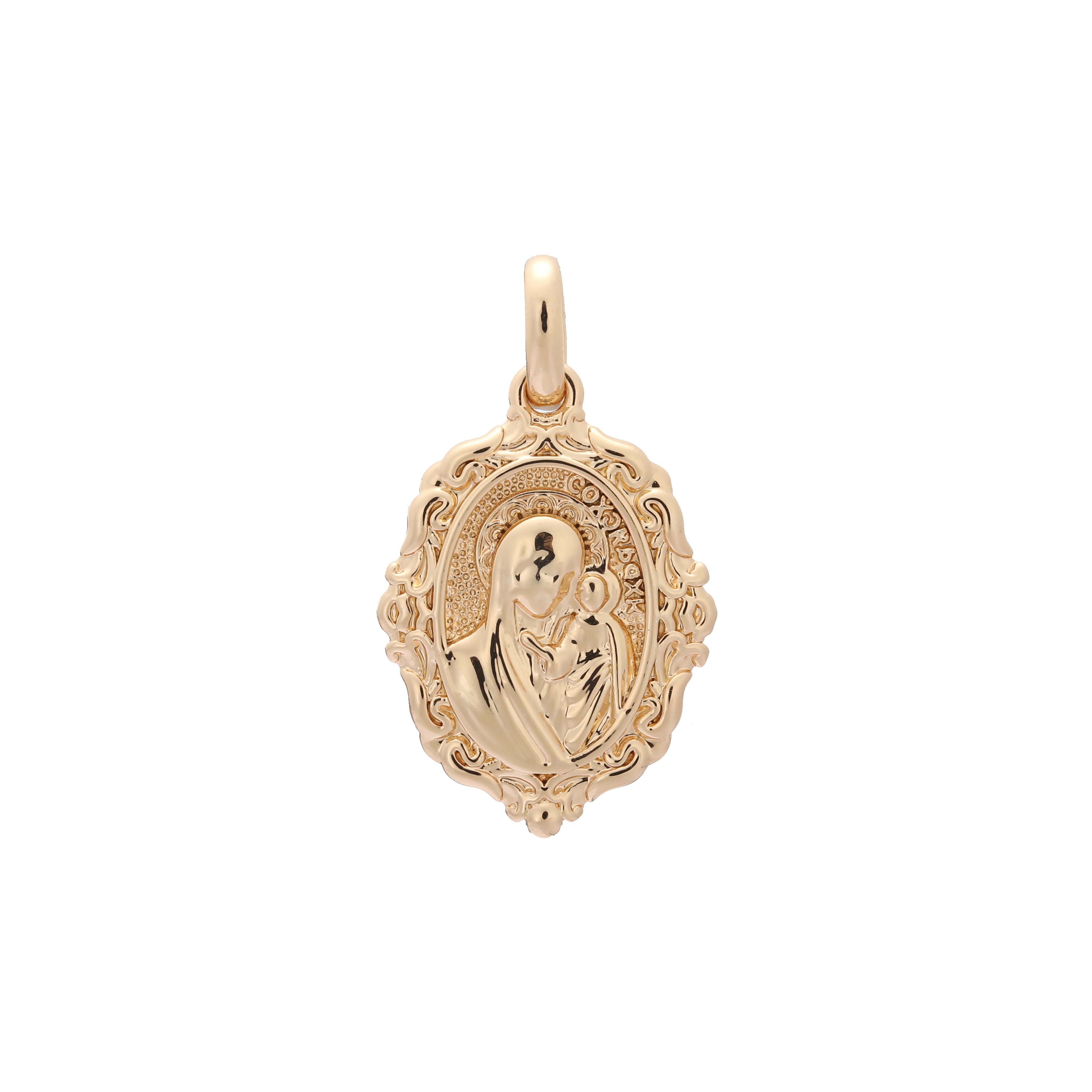 Virgin Mary of Kazan pendant in Rose Gold, two tone plating colors