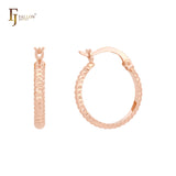 Aros de oro de 14 quilates, oro rosa y oro blanco con textura de cuerda redondeada