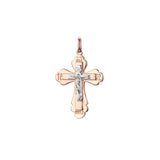 Eastern Orthodox Russian budded pendant in Rose Gold two tone, 14K Gold plating colors