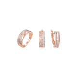 Solit?rperlen- und Bl?tterring-Schmuckset in Ros¨¦goldfarben plattiert