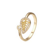 Anillos de moda de Oro 14K con adoquín de hojas