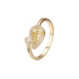 Anillos de moda de Oro 14K con adoquín de hojas