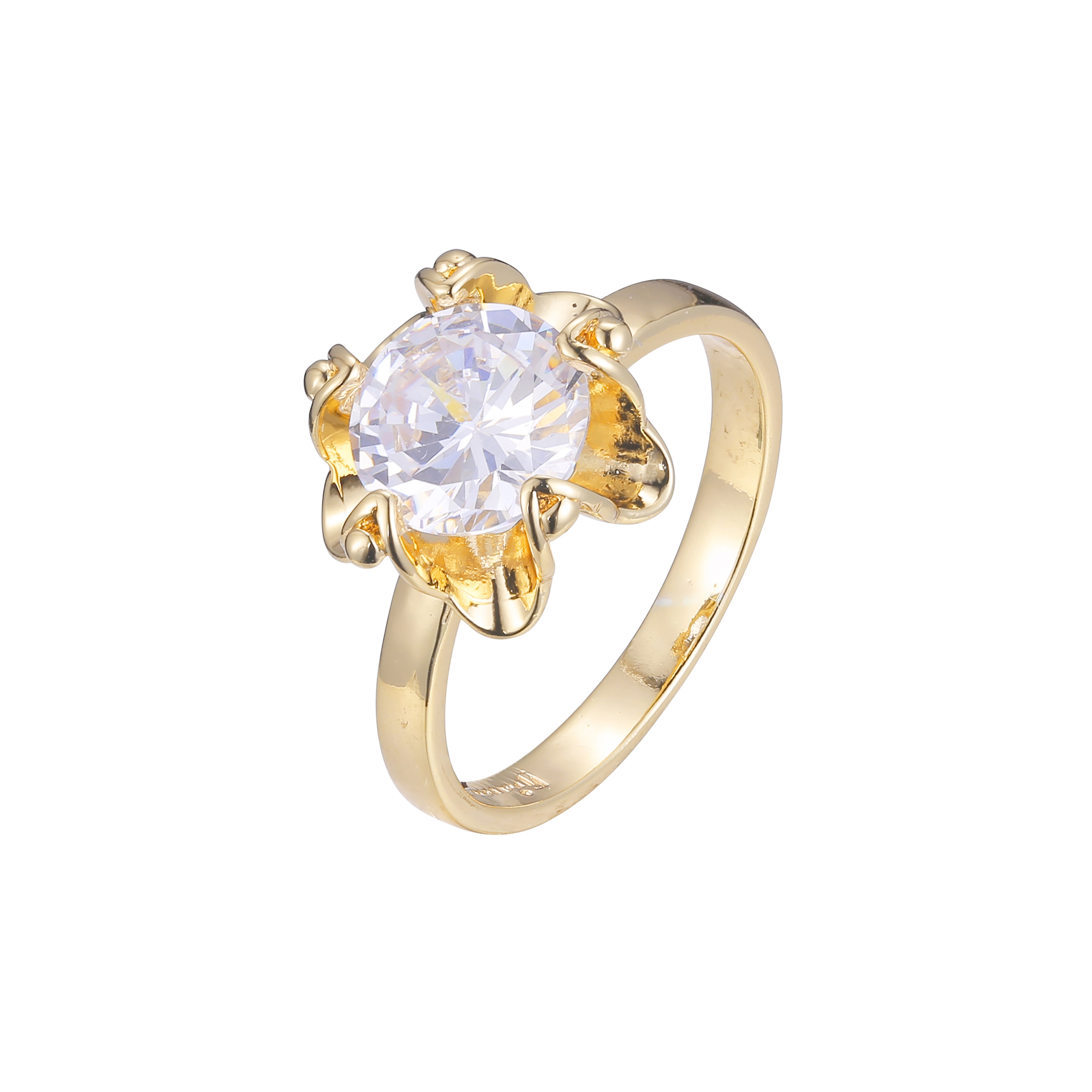 Solitario grandes anillos redondos de piedra en Oro de 18K, baño de Oro de 14K colores