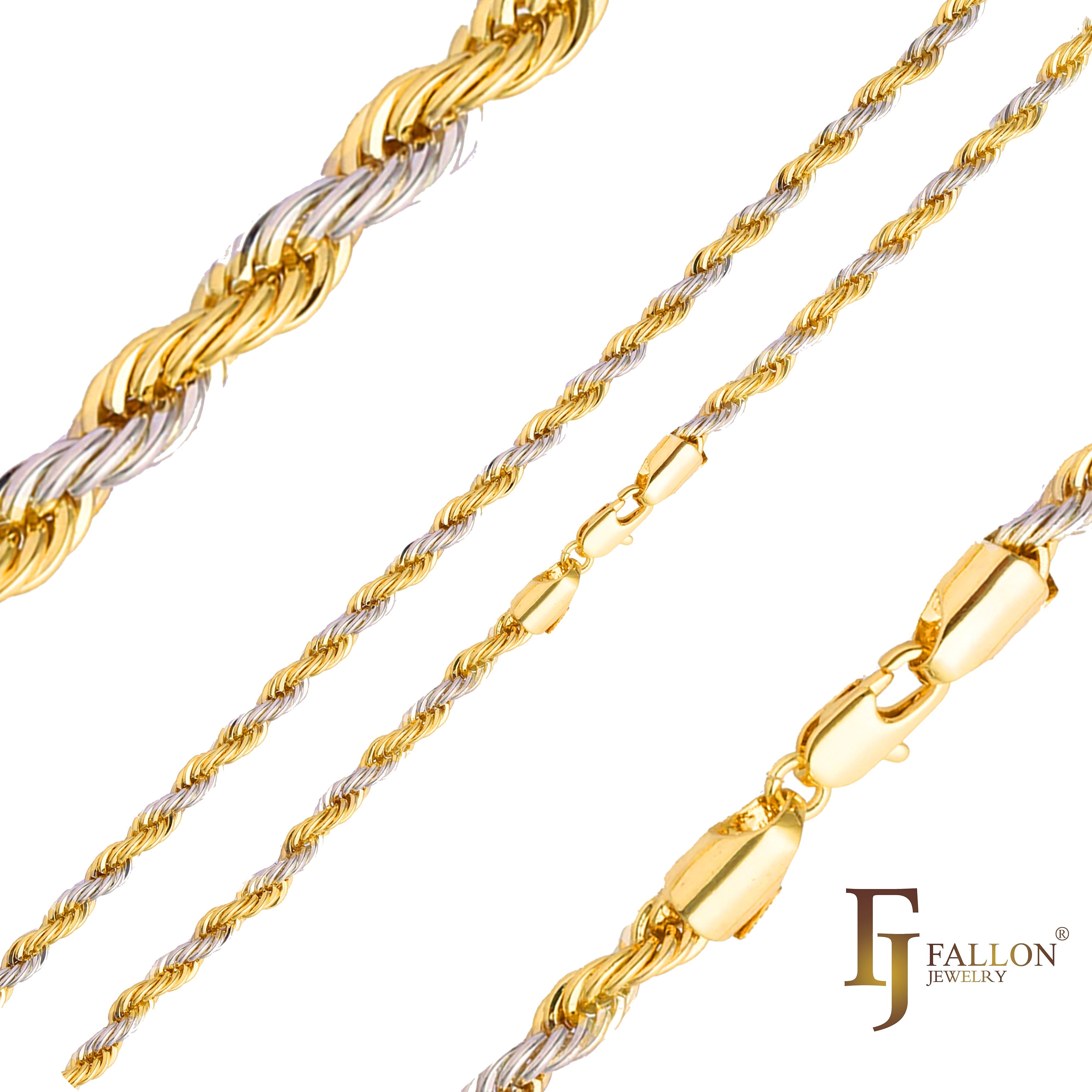 Cadenas clásicas de cuerda francesa de Oro 14K [Ancho 5 mm-7 mm]