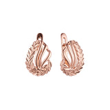 Aretes de hojas en Oro 14K, Oro Rosa, baño en dos tonos