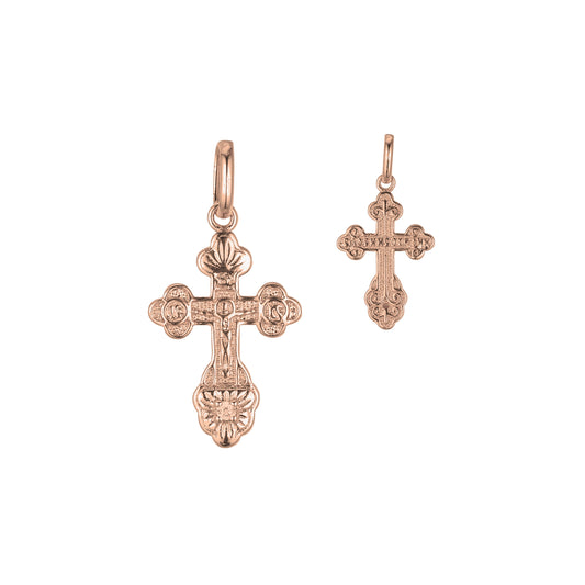 Eastern Orthodox Russian budded pendant in Rose Gold, White Gold plating colors