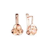 .Pendientes de circonita blanca con solitario con garras de oro rosa