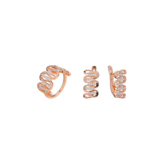 Juego de zigzag de dos tonos de oro rosa.