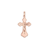 Eastern Orthodox Russian budded pendant in 14K Gold, Rose Gold two tone & White Gold plating colors