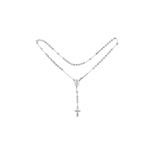 Italian Virgin of Guadalupe Catholic Rosary Necklace (Faceted Disco Beads) plated in 14K Gold, 14K Gold two tone