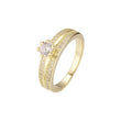 Anillos solitarios apilables pavimentados de doble banda chapados en oro de 14K
