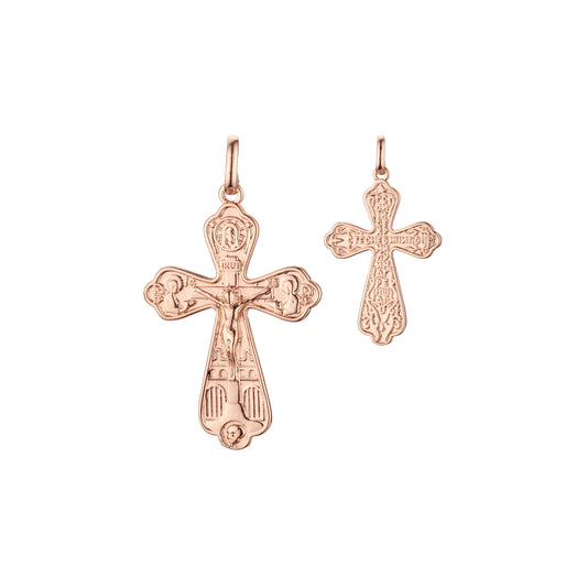 Eastern Orthodox Russian budded pendant in Rose Gold two tone, 14K Gold plating colors
