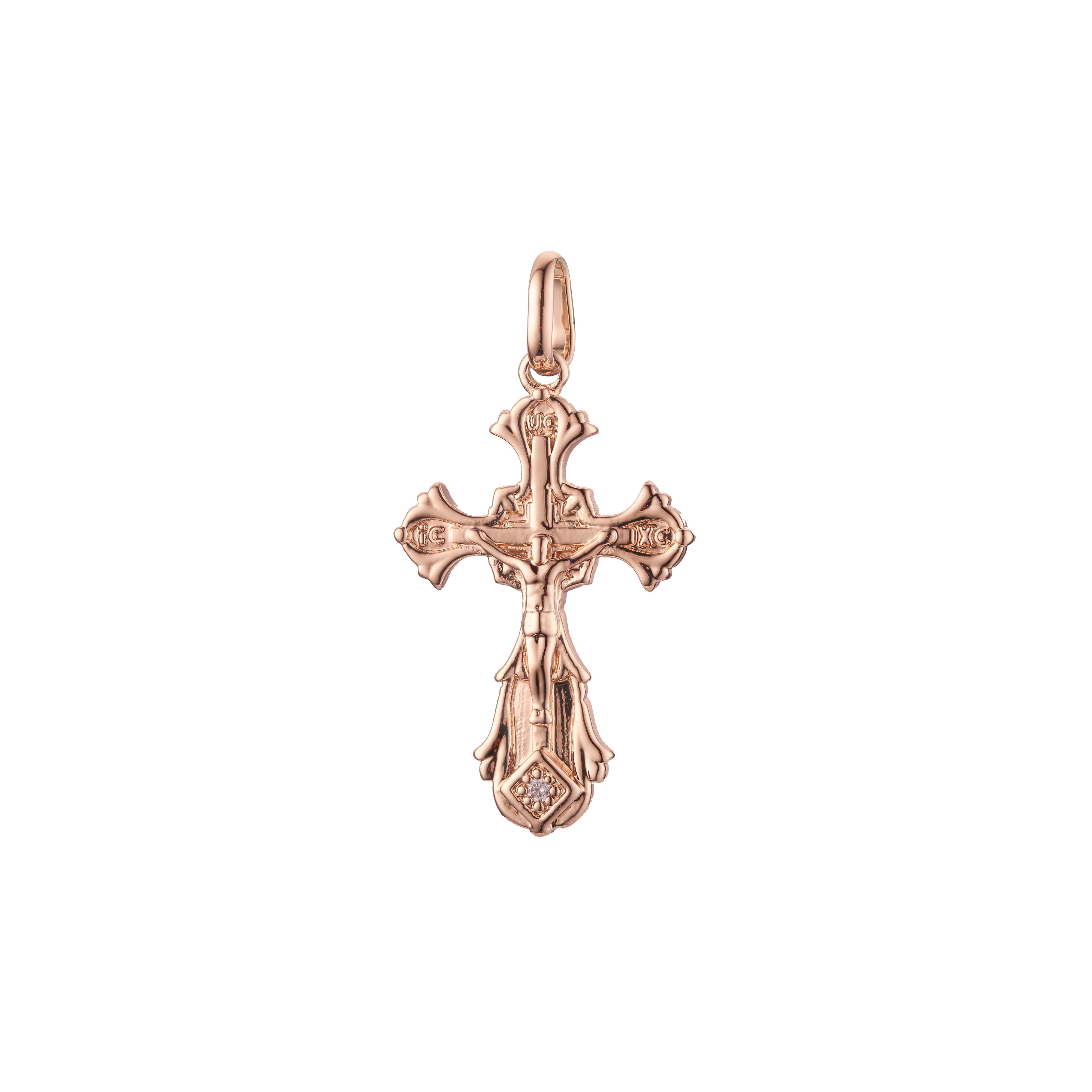 Maltese Eastern Orthodox Russian pendant in Rose Gold two tone, 14K Gold plating colors