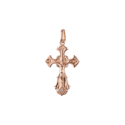 Maltese Eastern Orthodox Russian pendant in Rose Gold two tone, 14K Gold plating colors