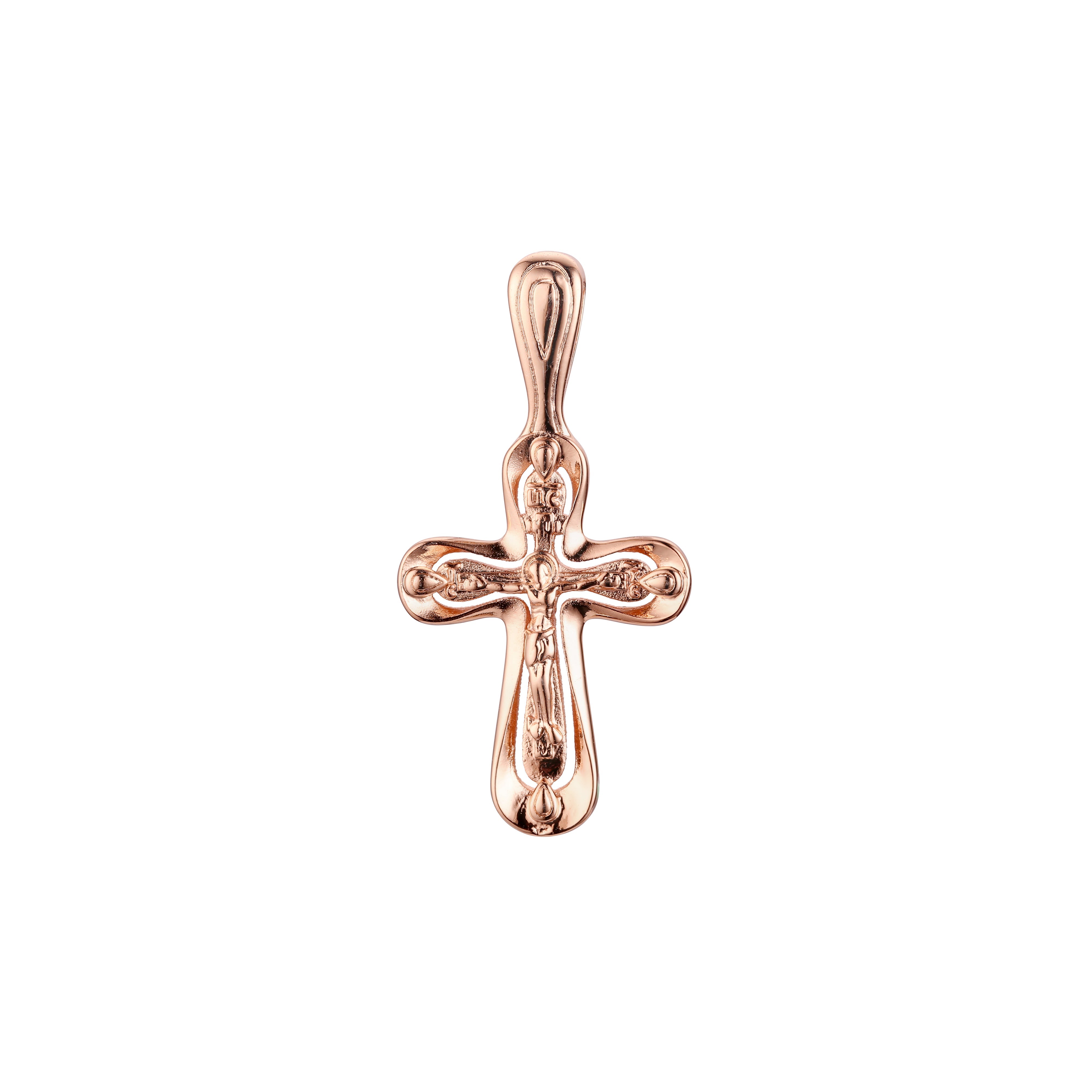 Eastern Orthodox Russian pendant in Rose Gold two tone, 14K Gold plating colors