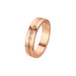 Anillos de boda de tres piedras en oro rosa, anillos de boda de dos tonos